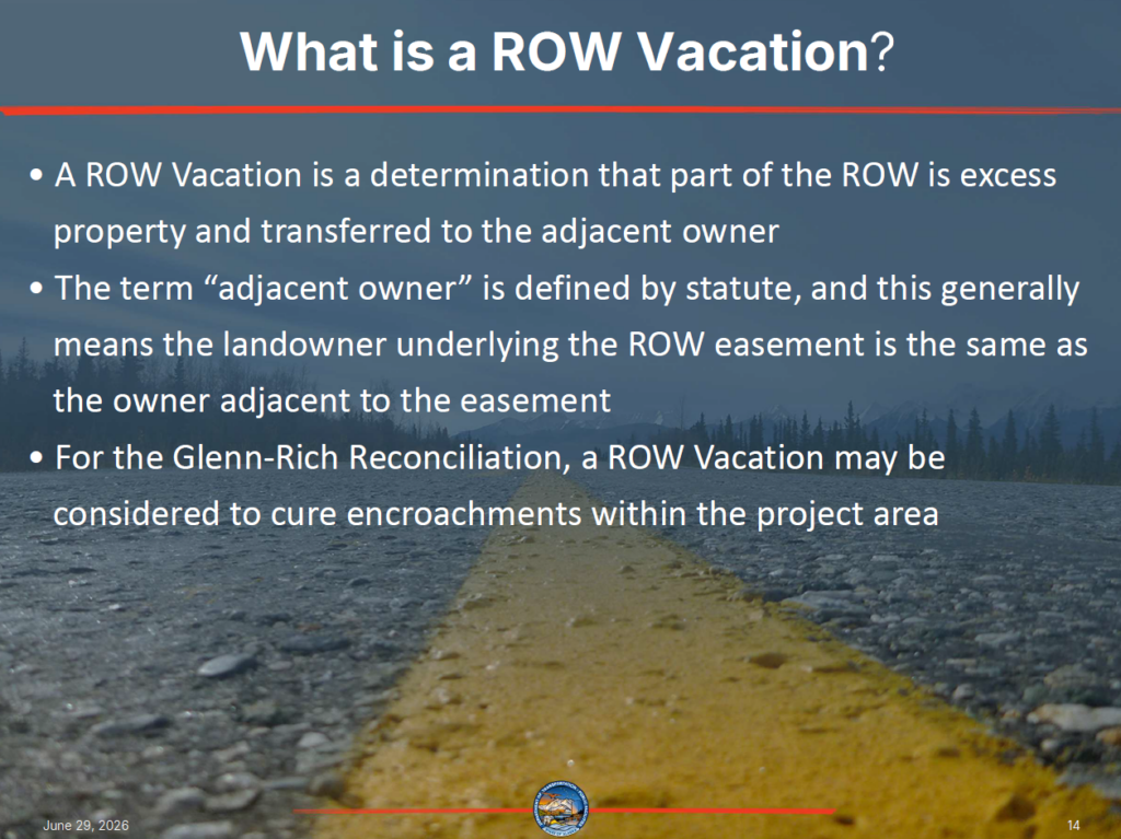 DOT ROW Vacation process outline